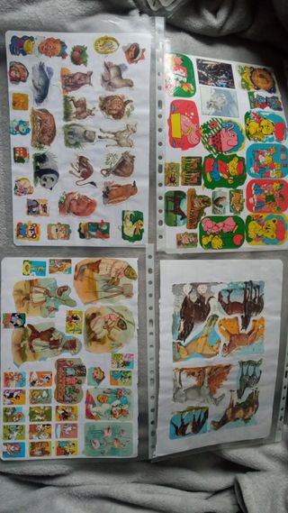 Cromos y pegatinas antiguas pegadas años 90