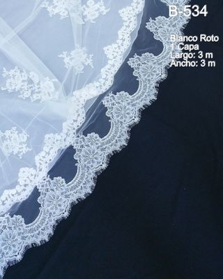 Velo Novia Largo Encaje Chantilly 