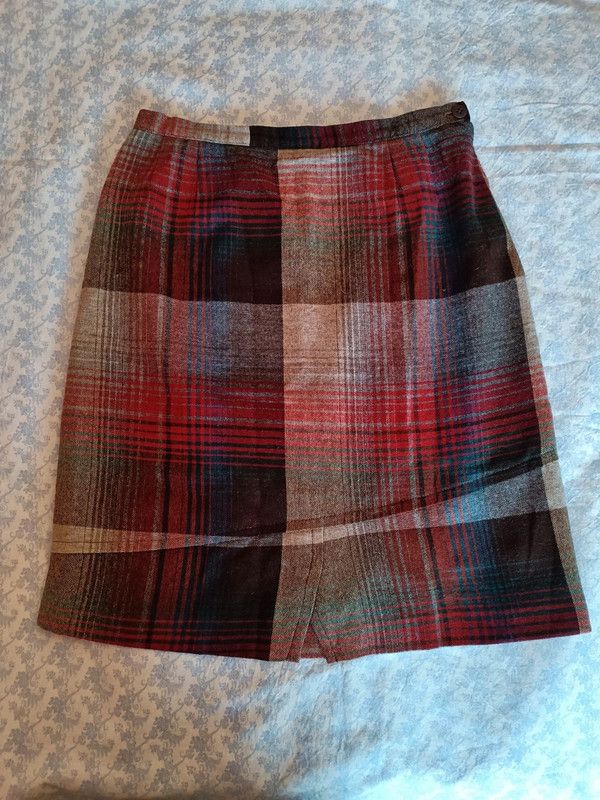 Vintage anni 60 gonna a tubino lana a quadri S