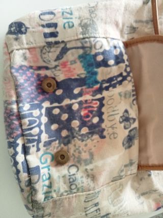 Mochila tela y cuero 