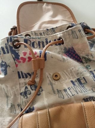 Mochila tela y cuero 