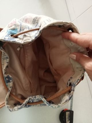 Mochila tela y cuero 