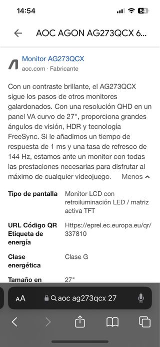 AOC Monitor AG273QCX