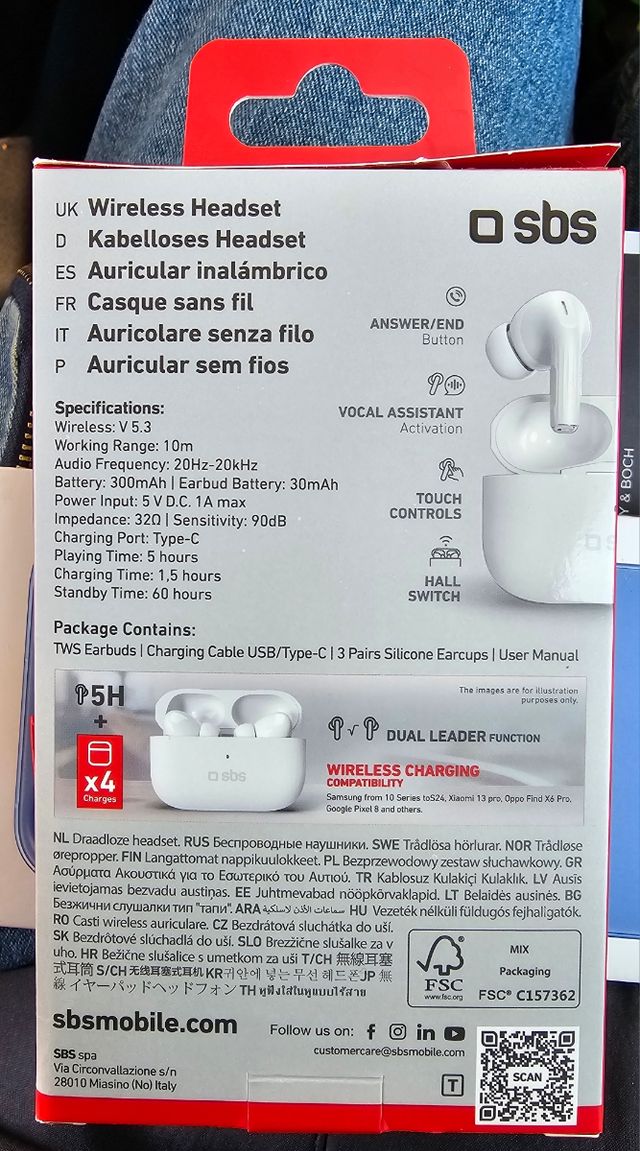 Cuffie wireless Sbs nuove