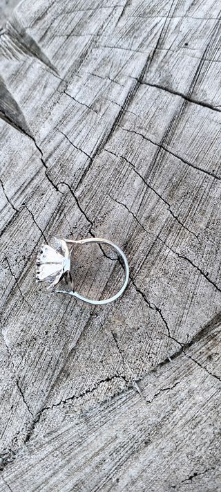Anillo de plata con piedras azules.
