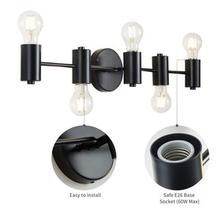 Aplique de pared moderno para baño, 5 luces