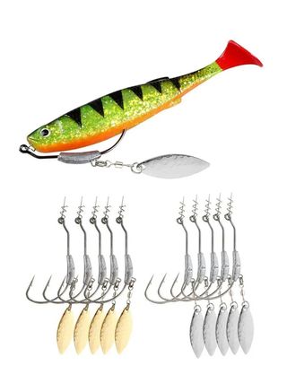 10 Anzuelos plomo cucharilla black bass pesca