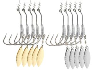 10 Anzuelos plomo cucharilla black bass pesca