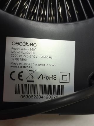 Calentador Cecotec 2000 watios.