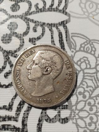 Moneda de 5 Pesetas de 1875 