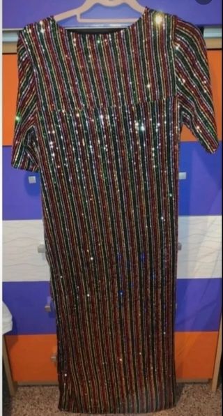 Caftan multicolor con lentejuelas S