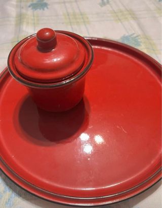 Vassoio rosso in ceramica homemade