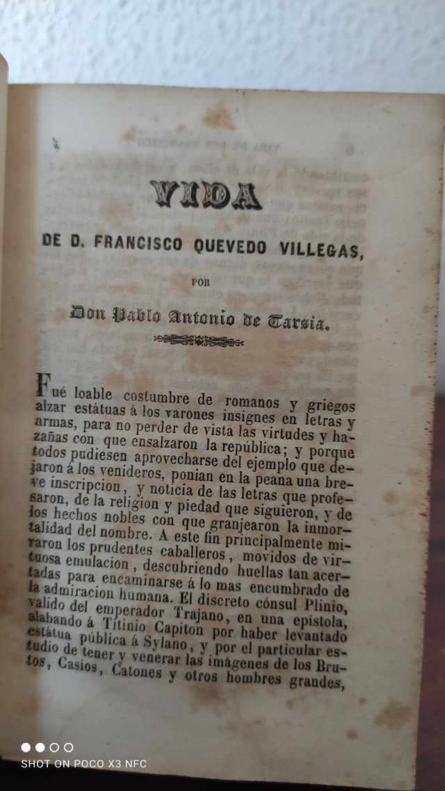 Libro antiguo.Obras Quevedo 1844