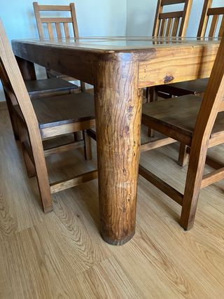 Mesa de salon rustica con 6 sillas