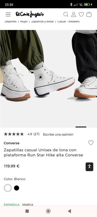SIN ESTRENAR!!! CONVERSE RUN STAR HIKE WHITE BLACK