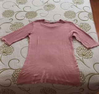 Camiseta rosa 3/4 manga 