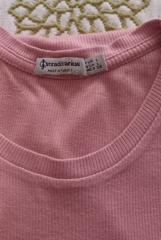Camiseta rosa 3/4 manga 