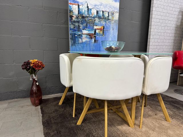 Mesa de comedor y 4 sillas 100x100cm Tara