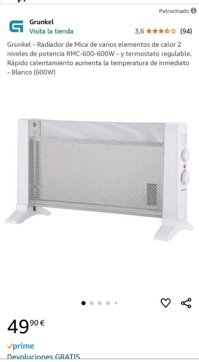 ESTUFA ELÉCTRICA BAJO CONSUMO