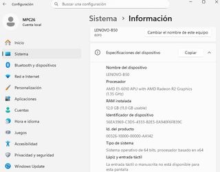 LENOVO WIN11-25H2+ SSD 260 12GB RAM+TABLET 10"