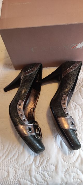 Zapatos tacón Cafénoir 39 gris glitter