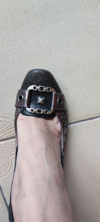 Zapatos tacón Cafénoir 39 gris glitter