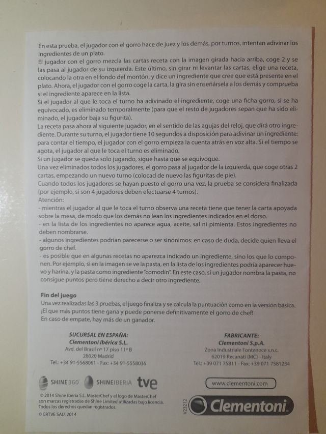 Juego de mesa Masterchef