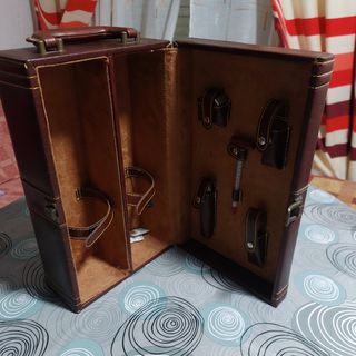 Maletín portavinos de piel para transportar 2 vino