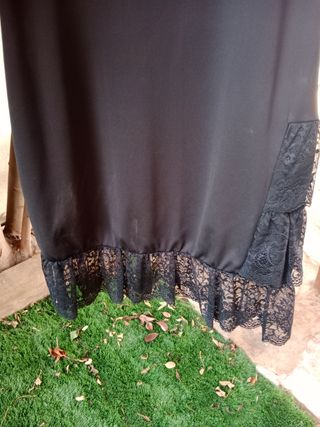 Vestido Lencero con Ribete Plata y puntilla