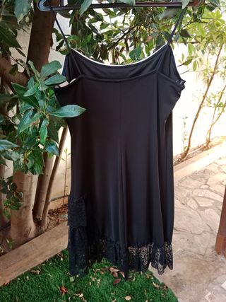 Vestido Lencero con Ribete Plata y puntilla