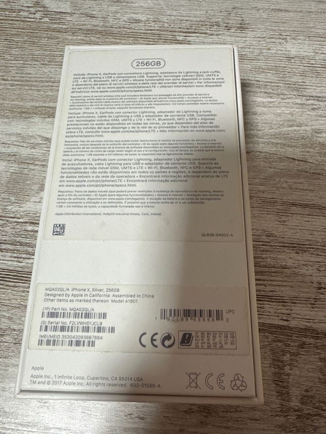 Caja vacia de IPhone X