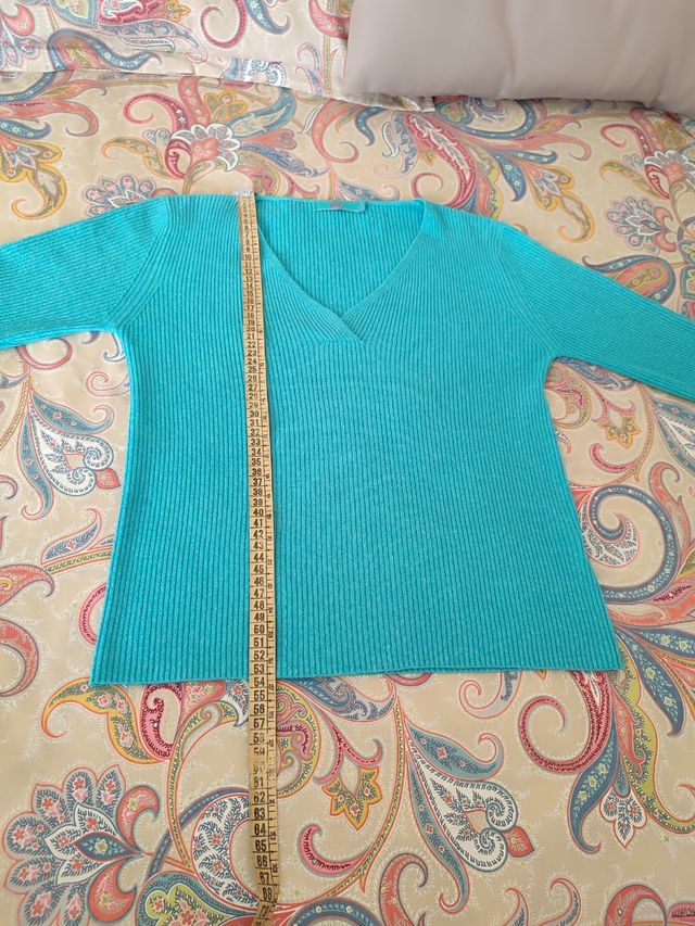 Jersey canalé turquesa, talla M/L