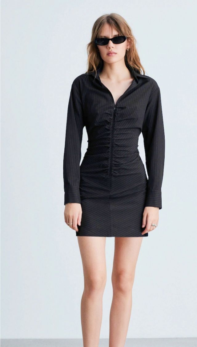 Vestido fruncido cremallera