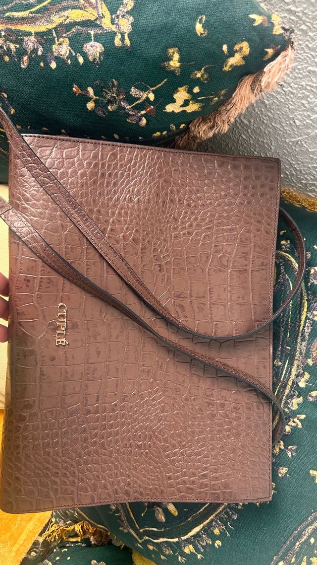 Bolso piel coco marrón