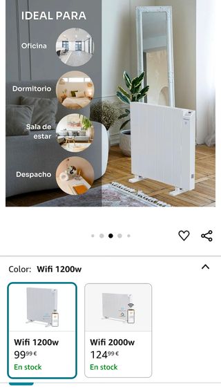 Radiador eléct. Mallerware bajo consumo.