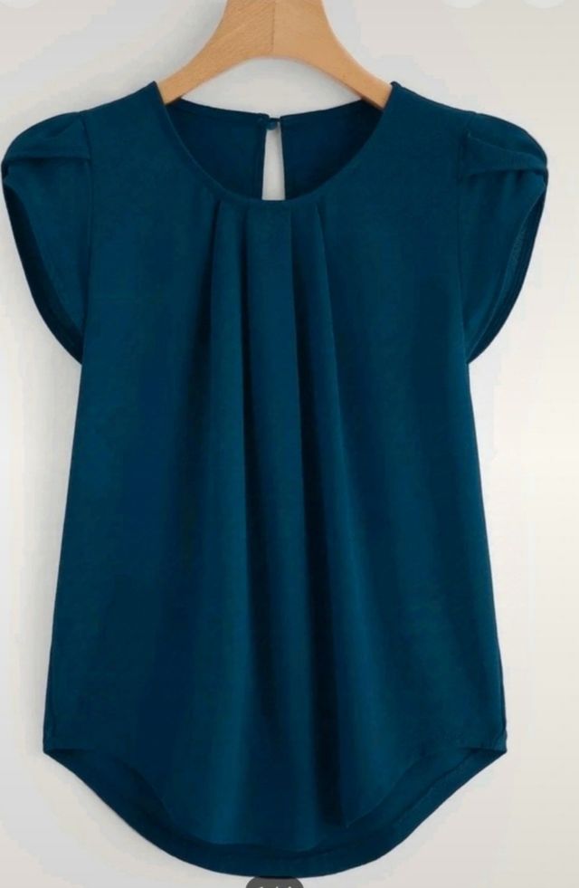 Top SHEIN leggero, turchese, volant