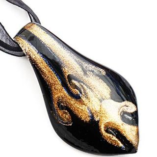 2.- Colgante de cristal de Murano. Dorado y negro