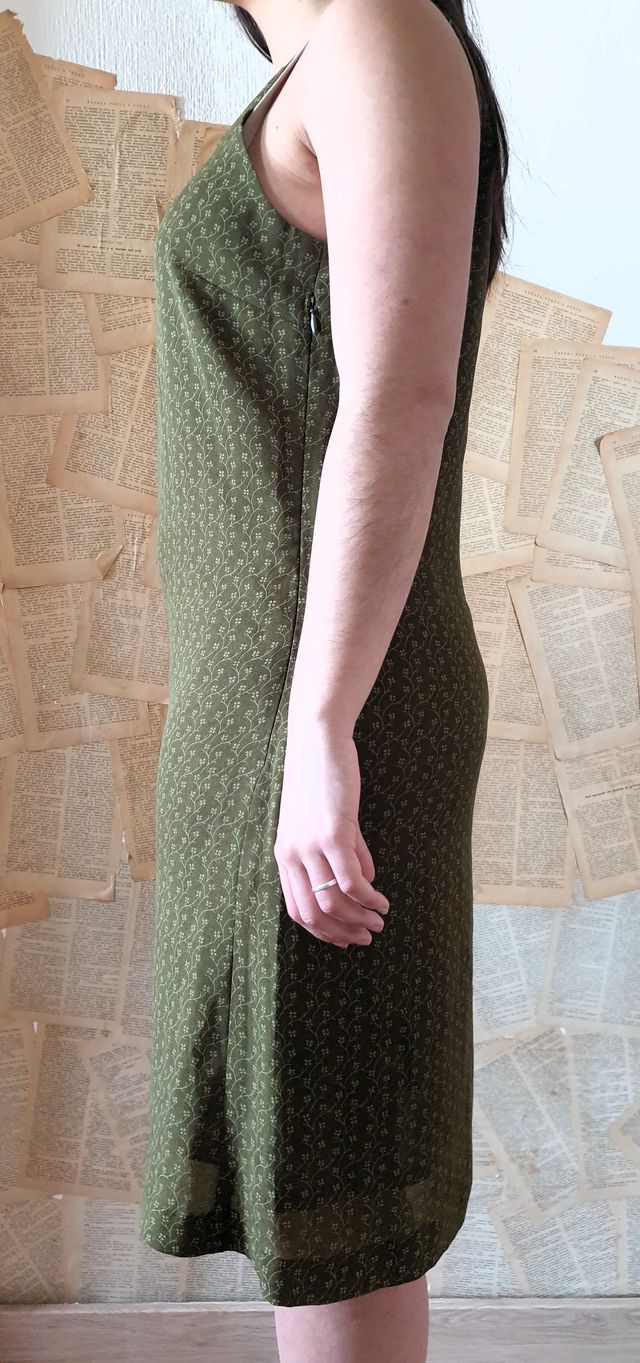 Minivestido tirantes verde estampado florecitas