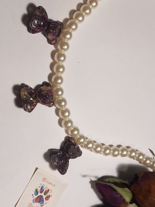 Collar de perlas ositos rosa natural