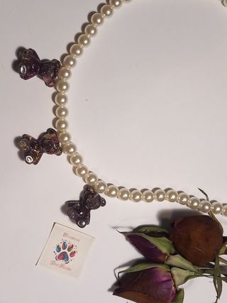Collar de perlas ositos rosa natural
