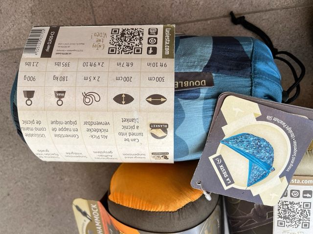 Hamaca de viaje doble con anclajes incluídos