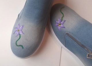 Scarpe slip on jeans fiori