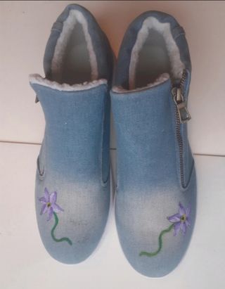 Scarpe slip on jeans fiori