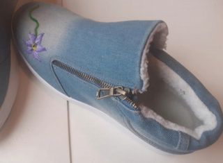 Scarpe slip on jeans fiori
