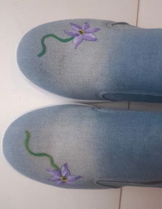 Scarpe slip on jeans fiori
