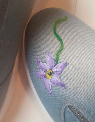 Scarpe slip on jeans fiori