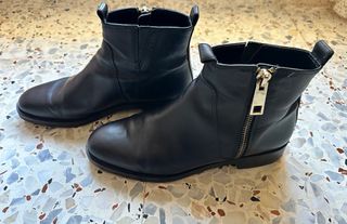 ZARA botin basico piel cremallera latera