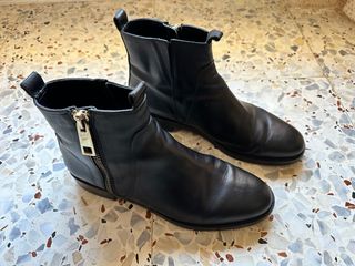 ZARA botin basico piel cremallera latera