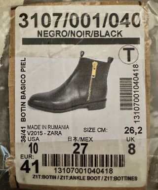 ZARA botin basico piel cremallera latera