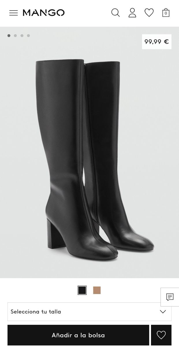 Botas piel,talla 39 negras MANGO Etiqueta NUEVA.